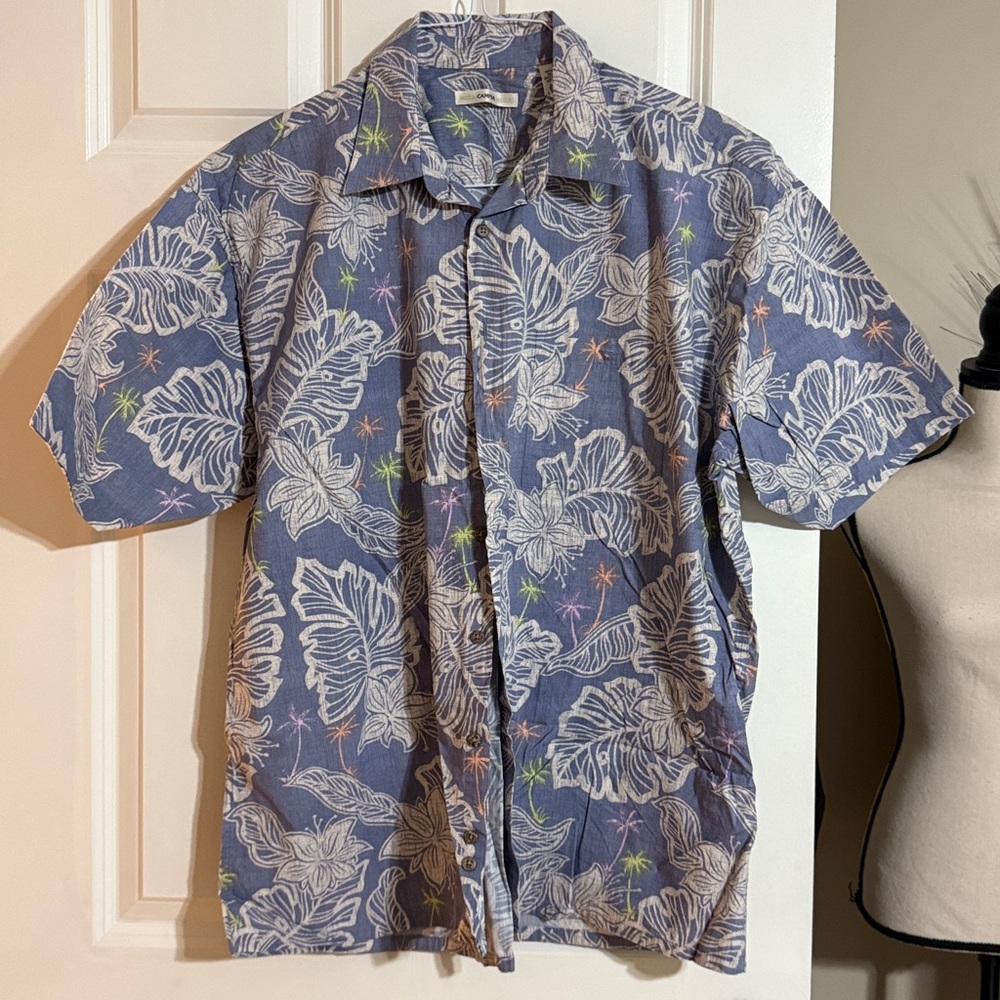 Blue Floral Casual Button Down Shirt